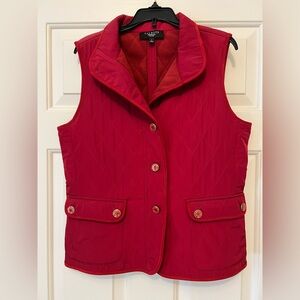 Talbots Wine Red Quilted Vest Women’s Petite Small NEW NWT